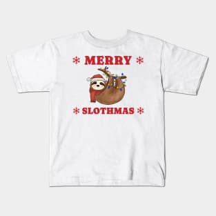 Merry Slothmas Christmas Lights Kids T-Shirt